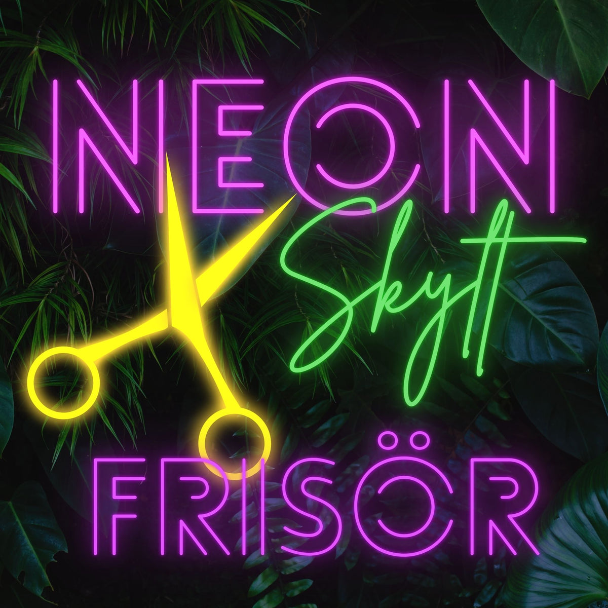 Kampaamon neon­kyltti – lähetä logosi, niin luomme kampaamollesi sopivan suunnitelman!