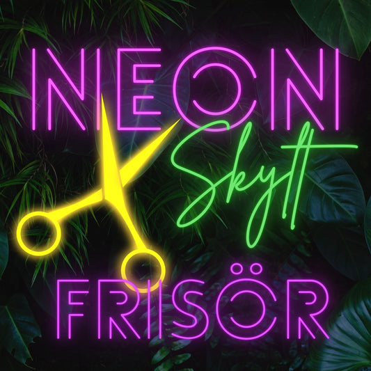 Kampaamon neon­kyltti – lähetä logosi, niin luomme kampaamollesi sopivan suunnitelman!